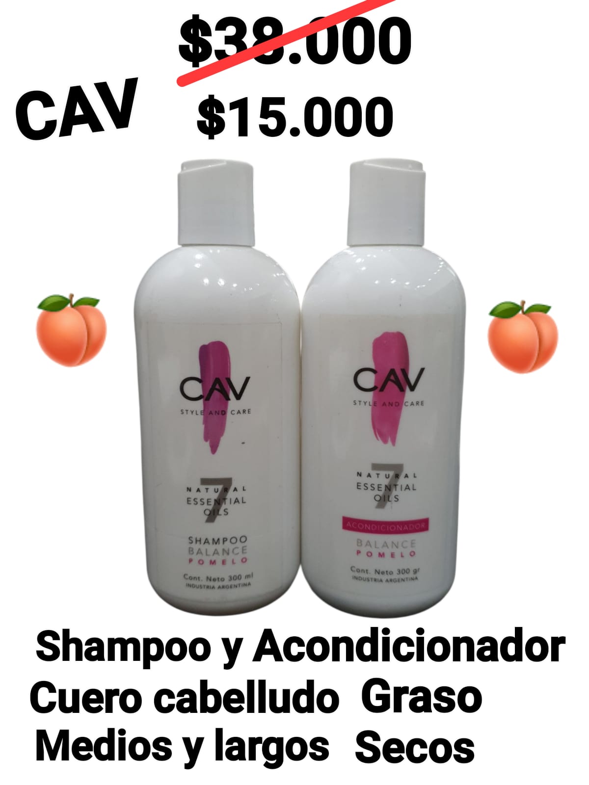 PROMO CAV 7 OLEOS VEGANOS 1 SHAMPOO + 1 ACONDICIONADOR Y/O MASCARA CHICOS X 300 ML