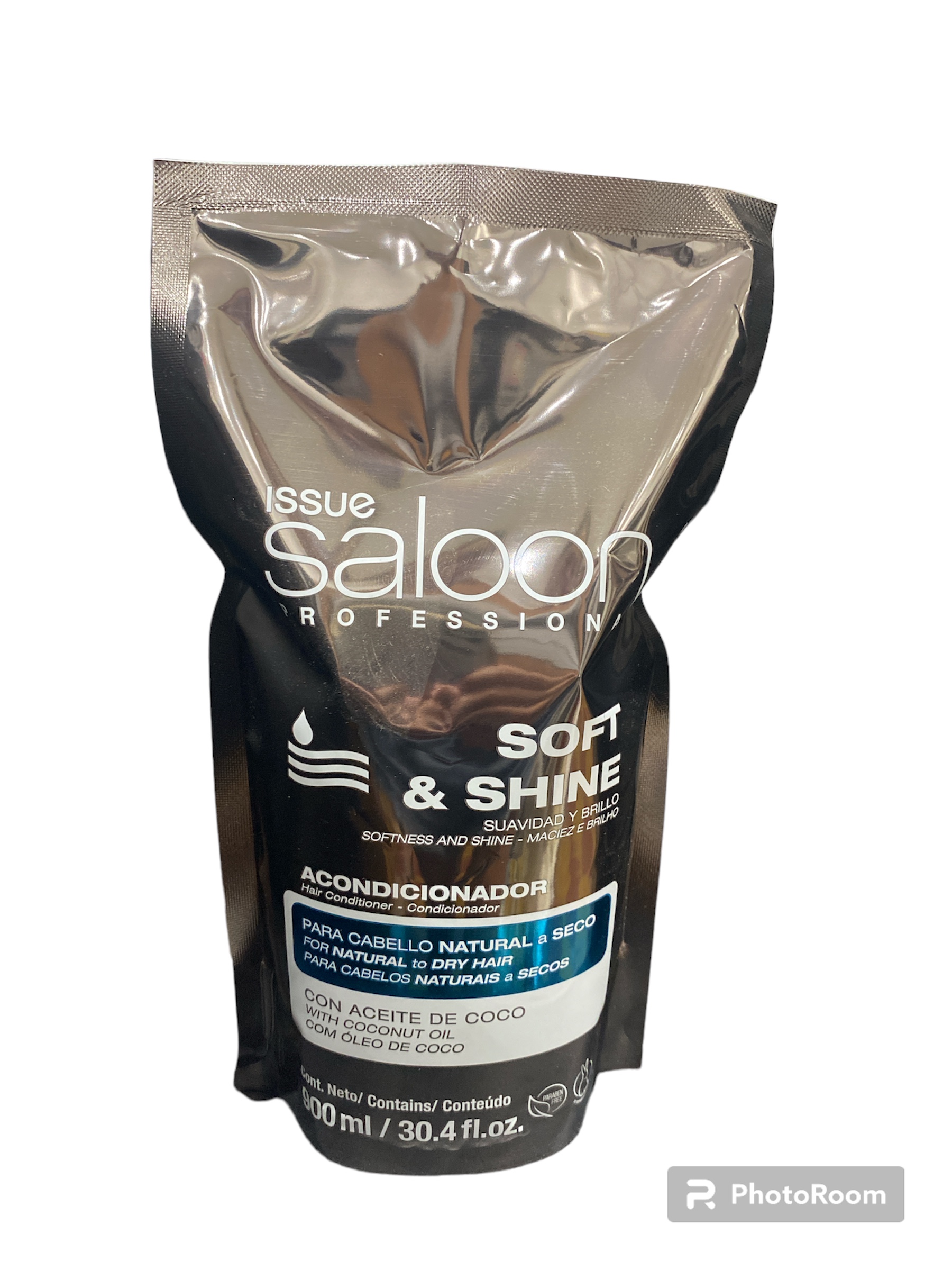 SOFT & SHINE COCO Acondicionador Sachet Cab. Nat. a Secos x 900 ml Issue Saloon